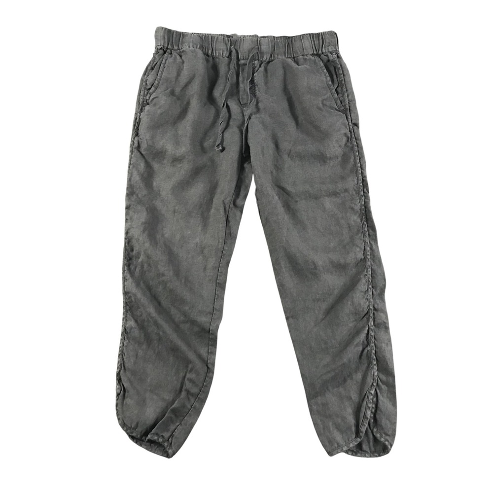 Caslon Black Linen Blend Drawstring Tulip Hem Jogger Pants Womens Medium